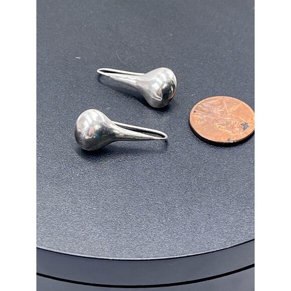 Sterling Silver Vintage Pear-shaped TearDrop Raindrop Dangle 925 Earrings - Picture 10 of 11